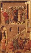 Duccio di Buoninsegna Peter-s First Denial of Christ Before the High Priest Annas oil painting